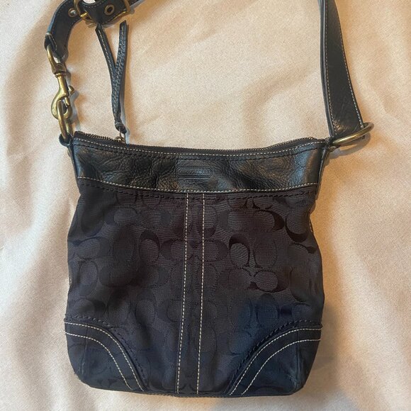Vtg Coach Bleeker Y2K Shoulder Leather canvas Black Crossbody Bag - Picture 1 of 5